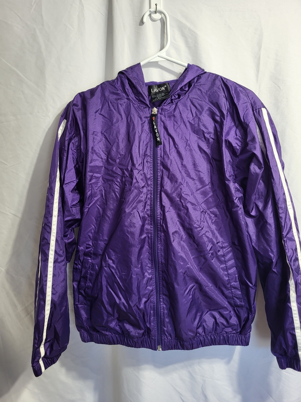 Lavon Purple Hooded Zip Windbreaker, Size Small